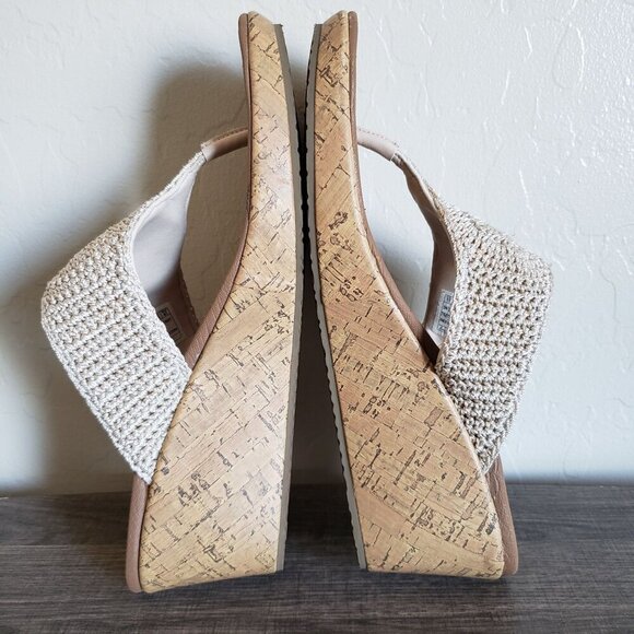 Skechers Crochet Beverlee Fancy Work Wedge Sandals Natural Size Women's 11 Beach - Picture 6 of 10